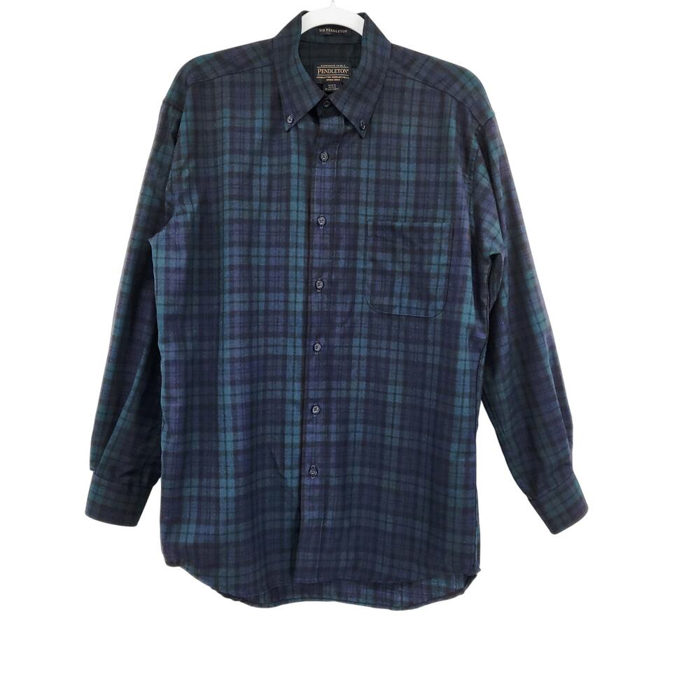 VTG Pendleton Sir Pendleton Black Watch Tartan Wool Plaid Button Down Men's M